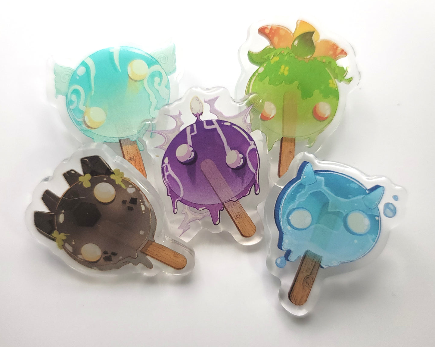 Main cast and Friends Genshin Popsicle Pins