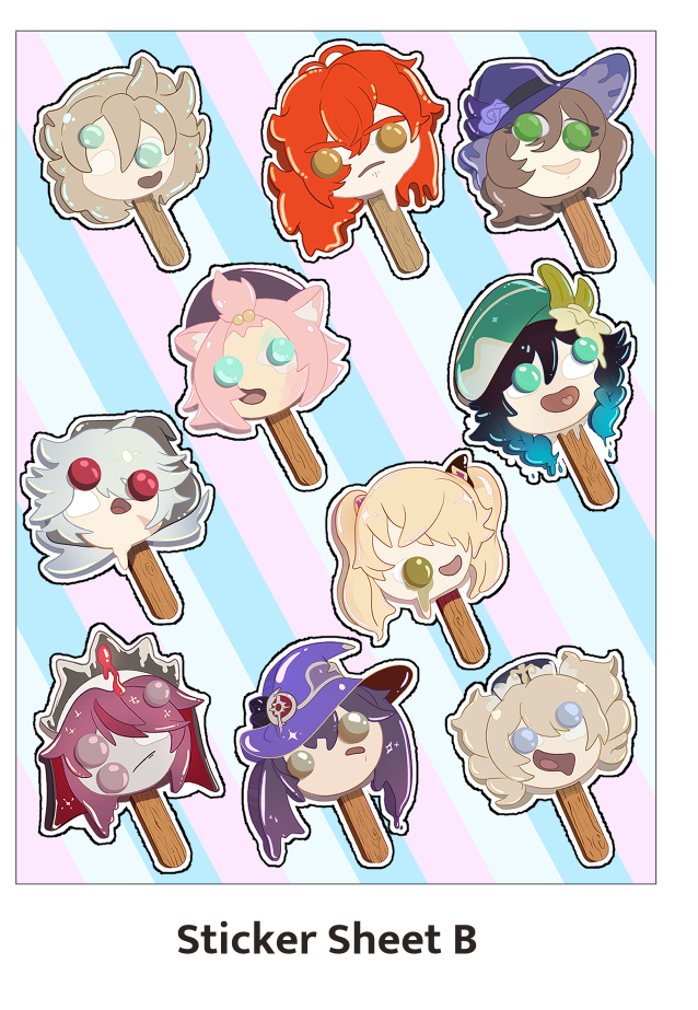 Genshin Impact Mondstadt Popsicles Glossy Sticker Sheet